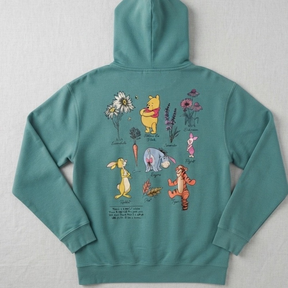 Disney Winnie The Pooh Graphic Zip Hoodie Sage Green Small cottagecore tigger